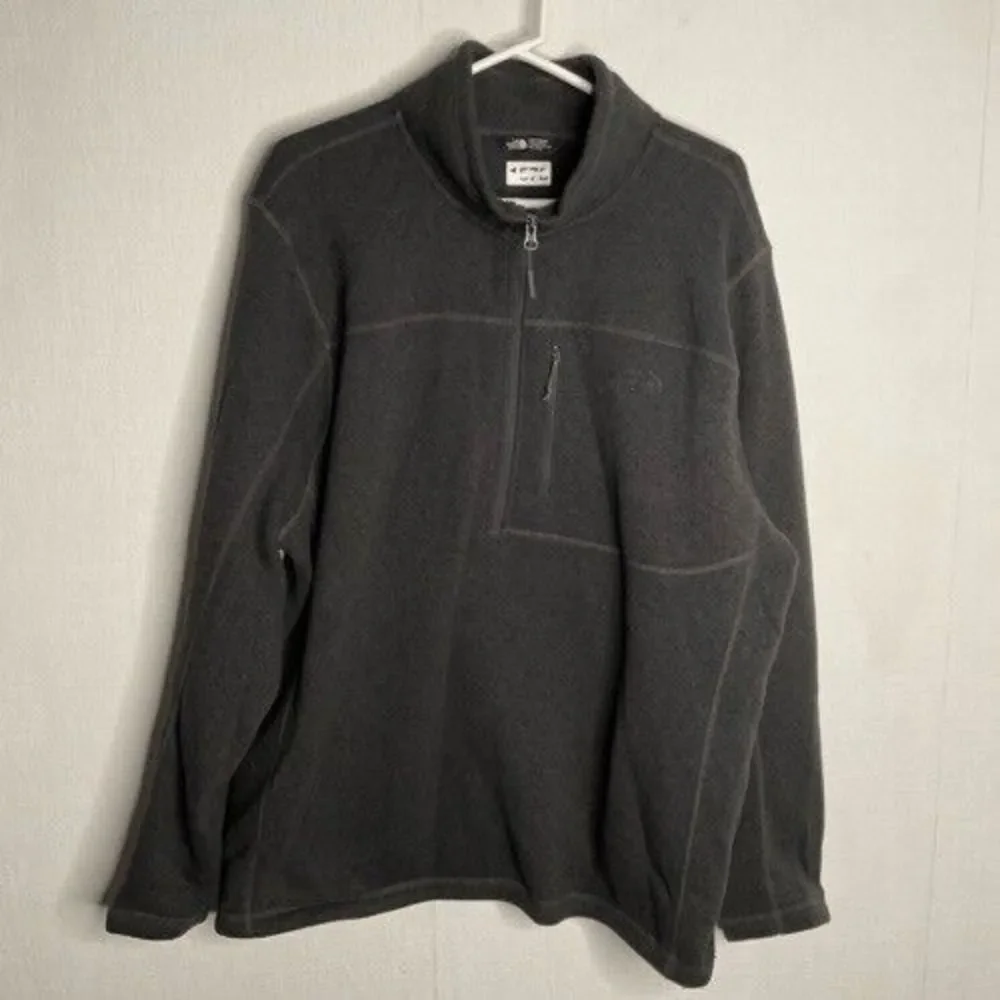 VTG The North Face Men Size XXL Gray 1/4 Zip Mockneck Sherpa Fleece Knit Sweater